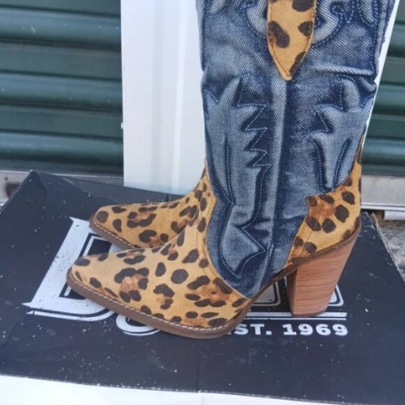 Dingo Tipsy Leopard  Leather Western Women's Boot 7.5 🆕⌚📦🏃💨🚚 - Picture 10 of 16